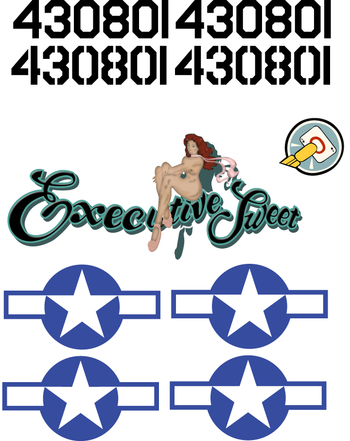 B-25 US Army Air Force Vinyl Graphics 'Executive Suite' (green lettering, aluminum fuse)